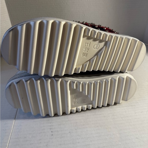 Anthony Wang Red Plaid High-Top Sneakers Silver Studs Goth Grunge Punk NIB 7 - Picture 5 of 6